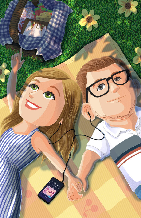 carl and ellie under the tree custom portrait