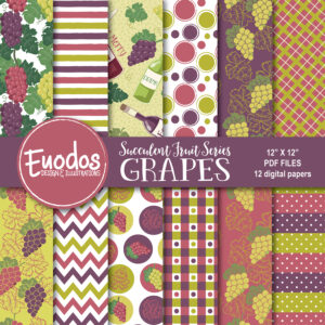 grapes digital paper set